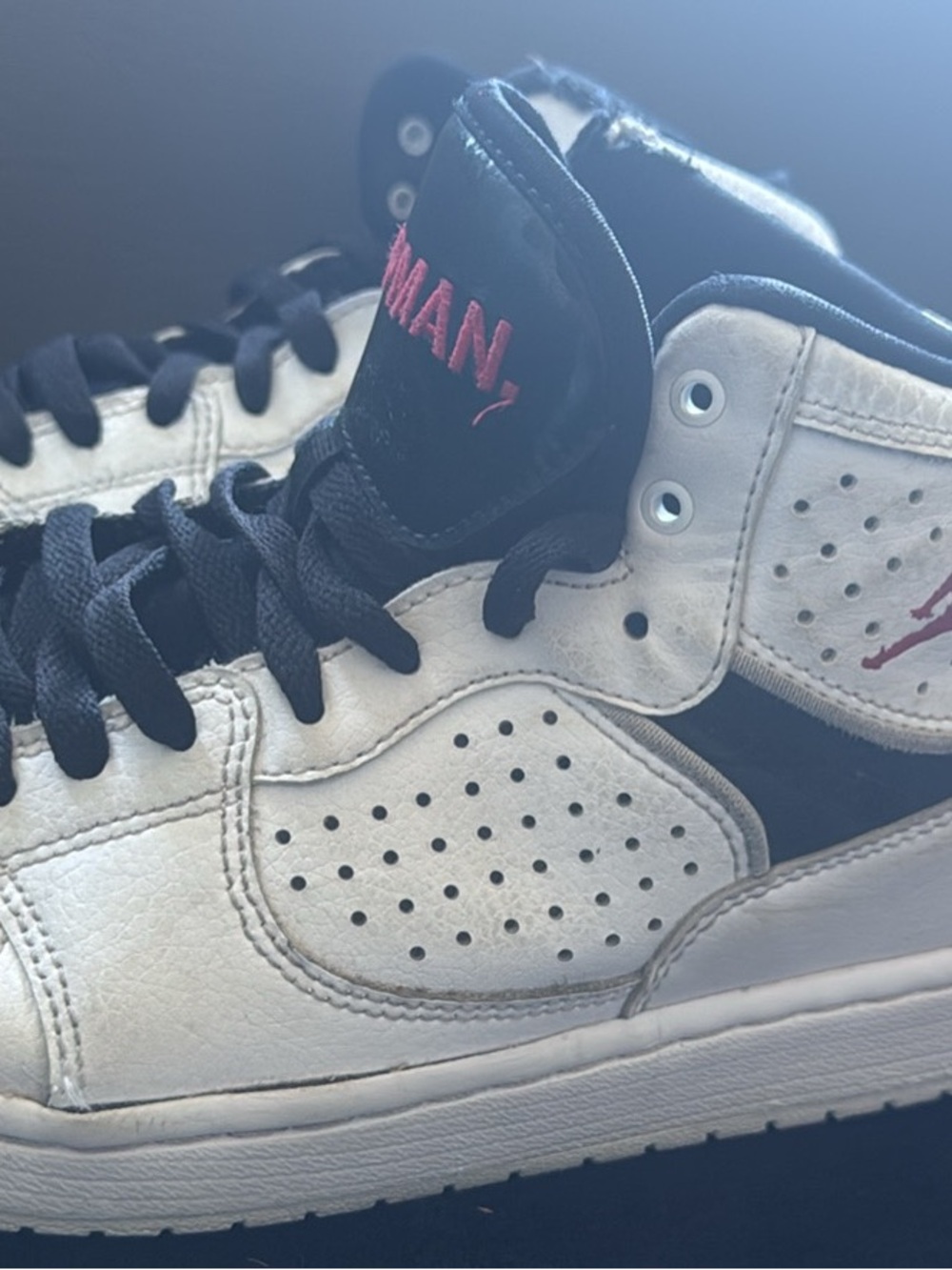 Jordan Men’s High-Top Sneakers in White, Black and Red